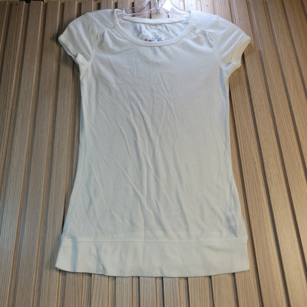 SO Wear It Declare It White Short Sleeve Ribbed Back Crew Neck Tee Shirt Small